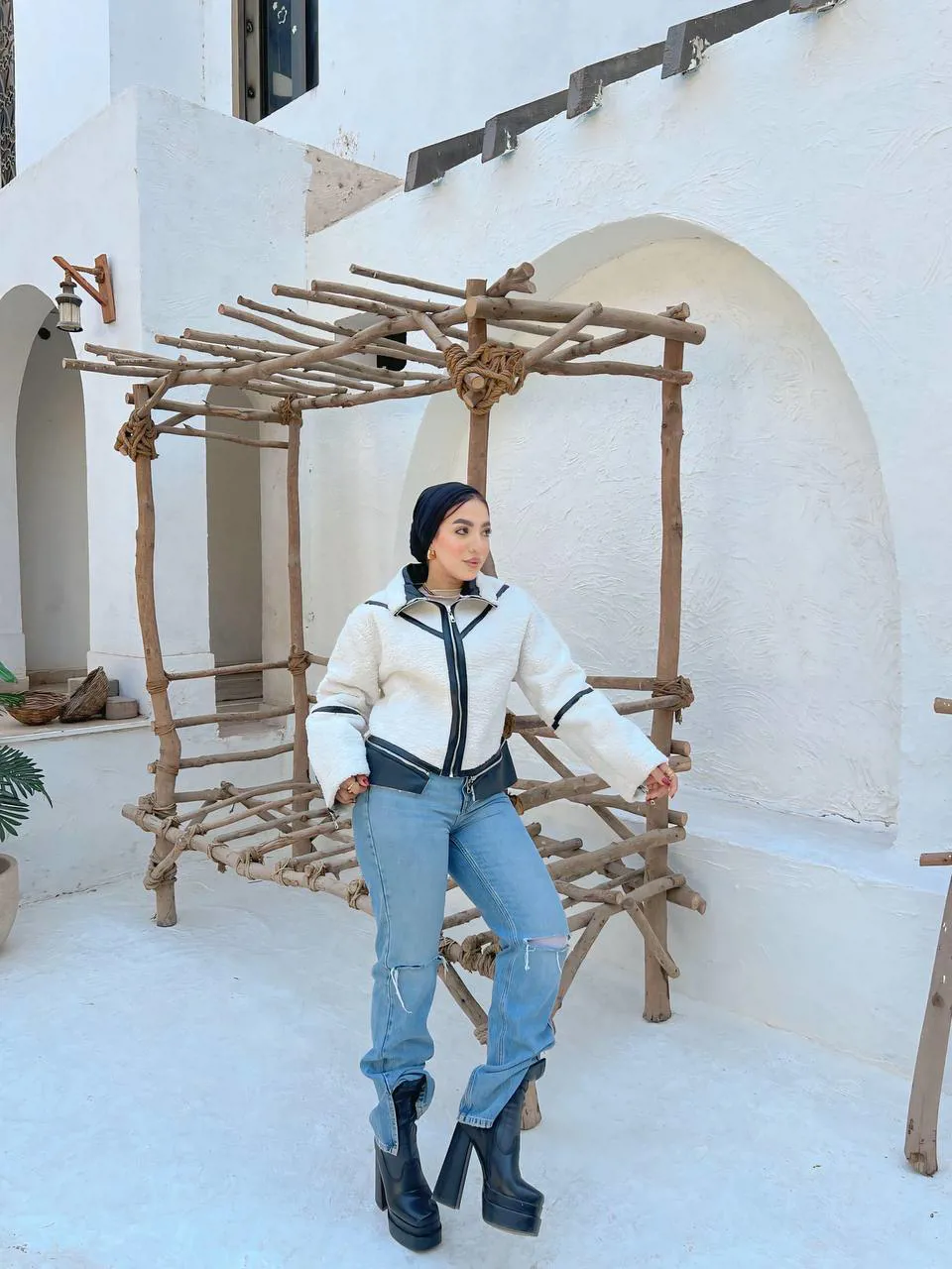 جاكت   مزدوجة بوجهين فرو -جلد 