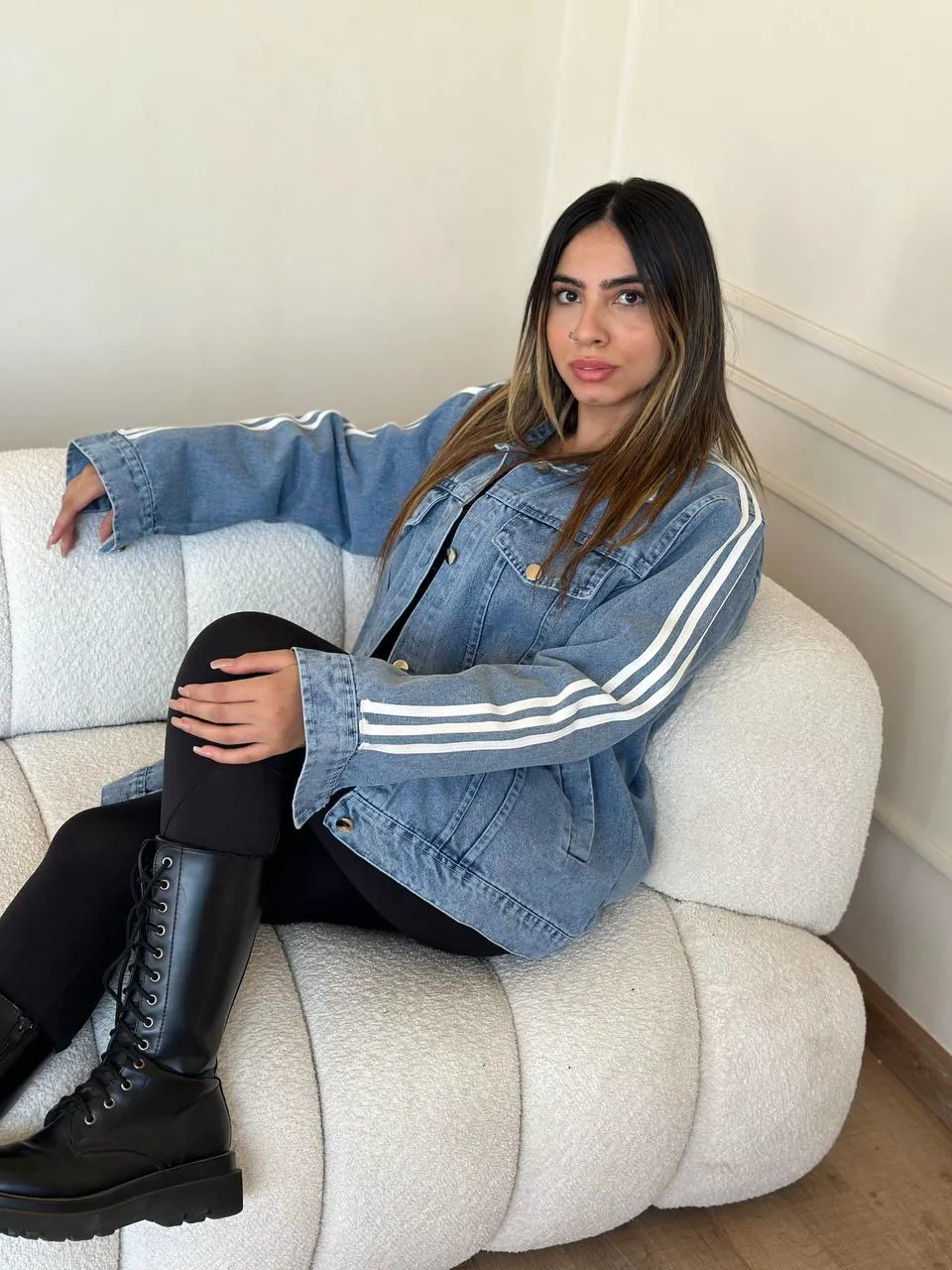 جاكت جينز اديداس _ازرق