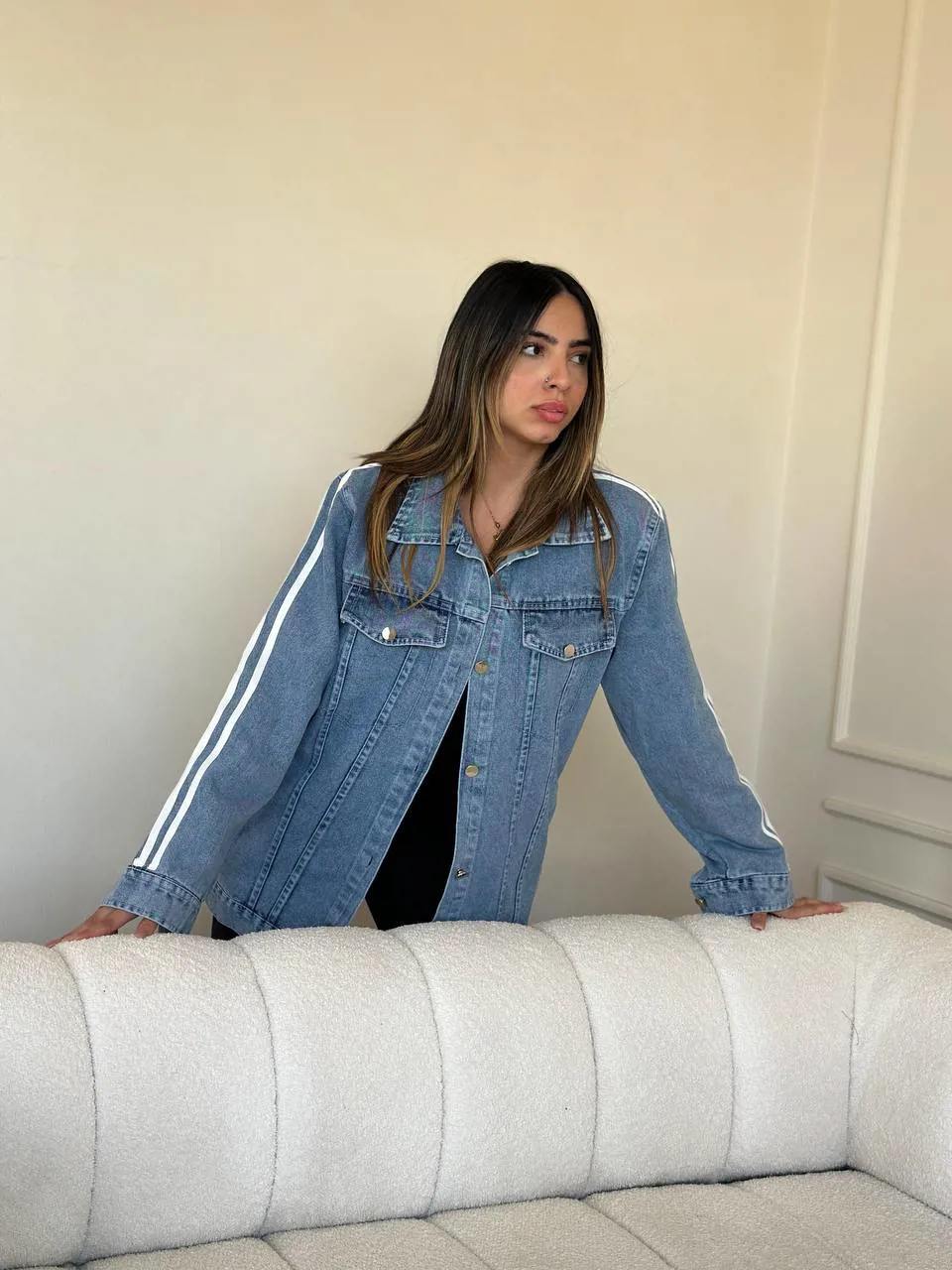 جاكت جينز اديداس _ازرق