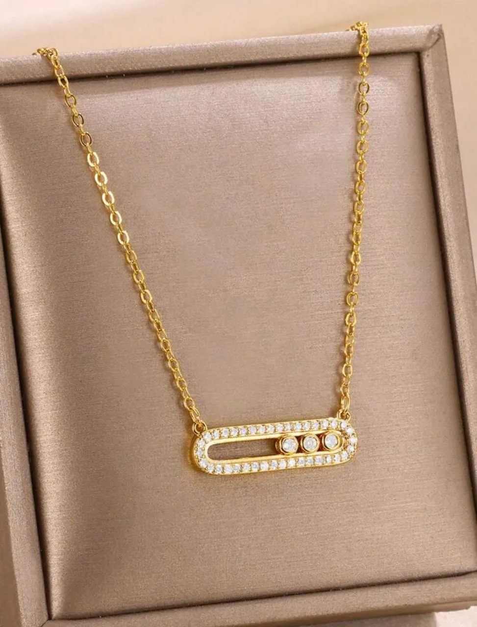 قلادة معلق الماس من الذهب رقيقة قابلة للتعديل مقاوم للصدأ من الزركونيا الخاص