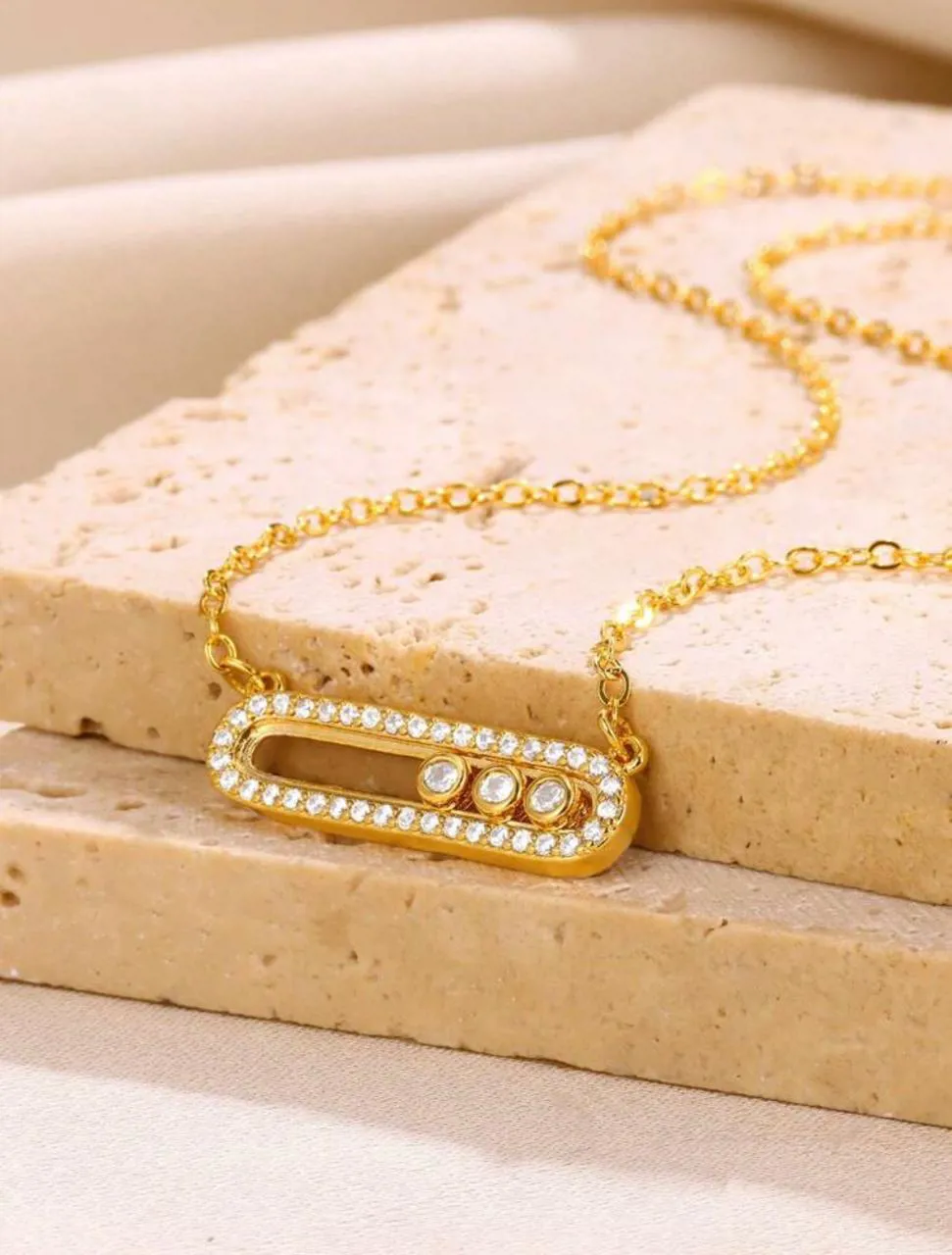 قلادة معلق الماس من الذهب رقيقة قابلة للتعديل مقاوم للصدأ من الزركونيا الخاص