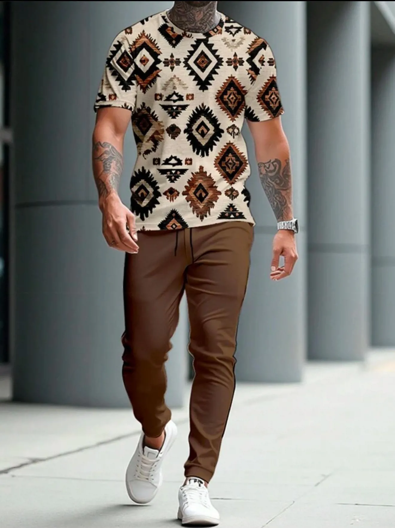 Half-sleeved shirt and casual pants set