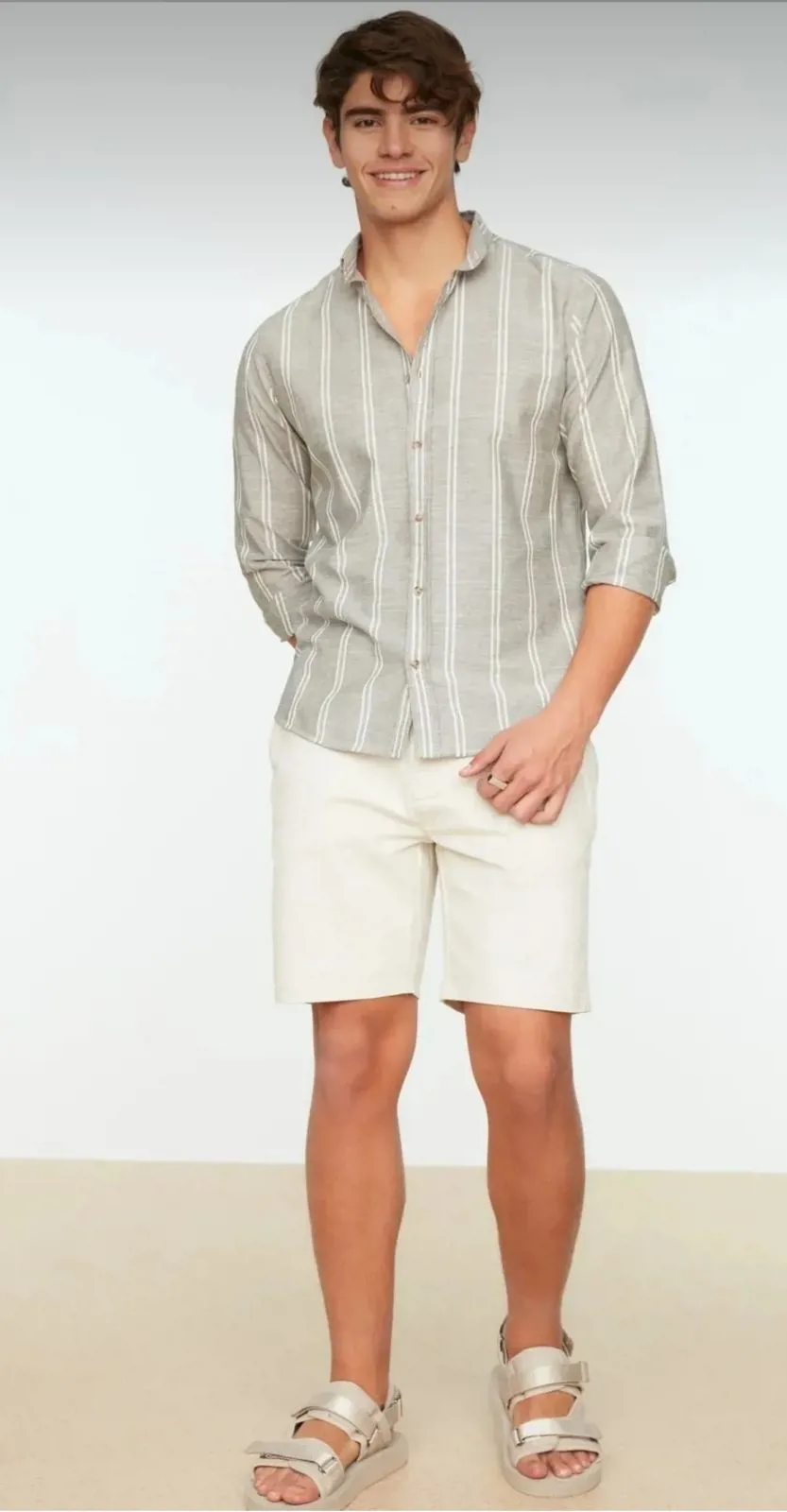 قميص رجالي صيفي_Khaki_3XL