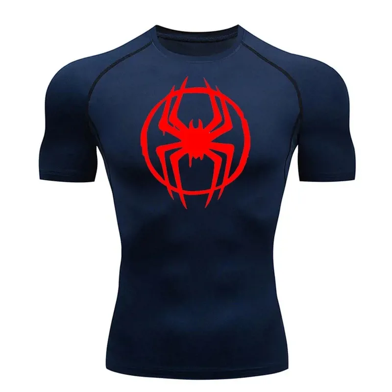 Spiderman Into The Spider Verse Compression Shirt_3X Large_Navy blue