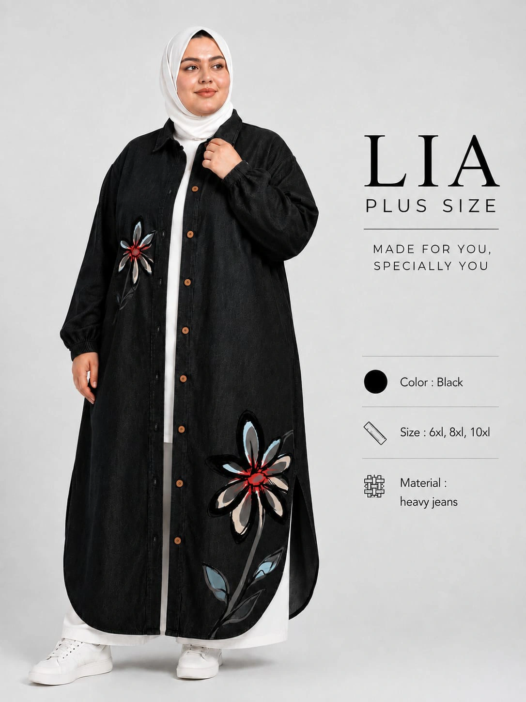 فستان ليا بلوم الجينز_اسود_10XL