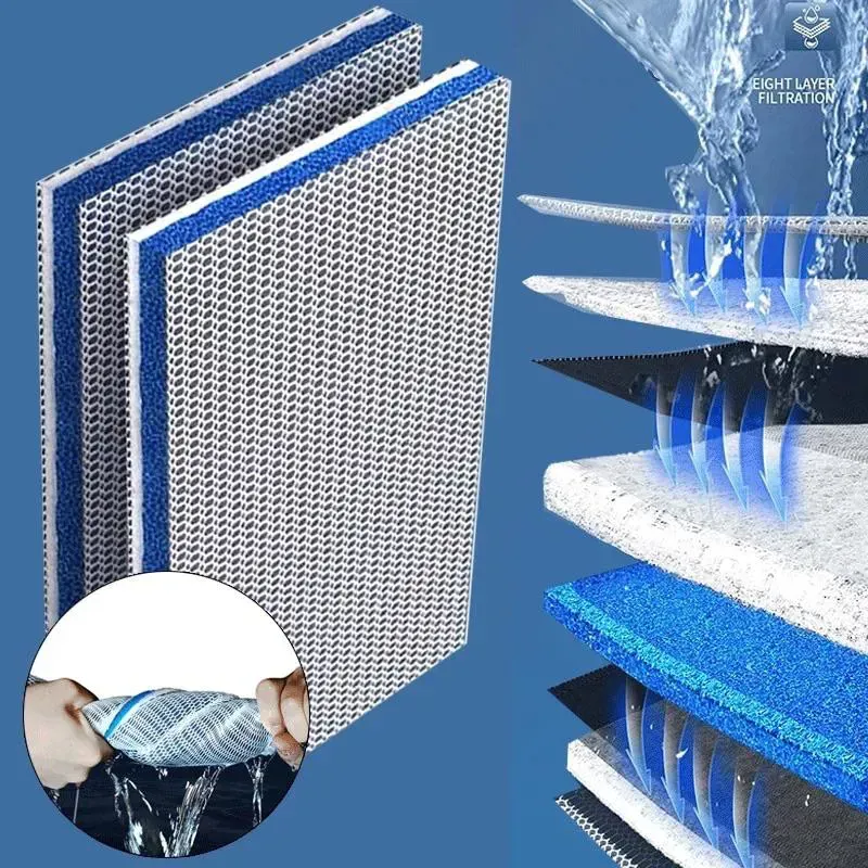 إسفنجة فلتر حوض سمك 8D متعددة الطبقات (120سم × 50سم)