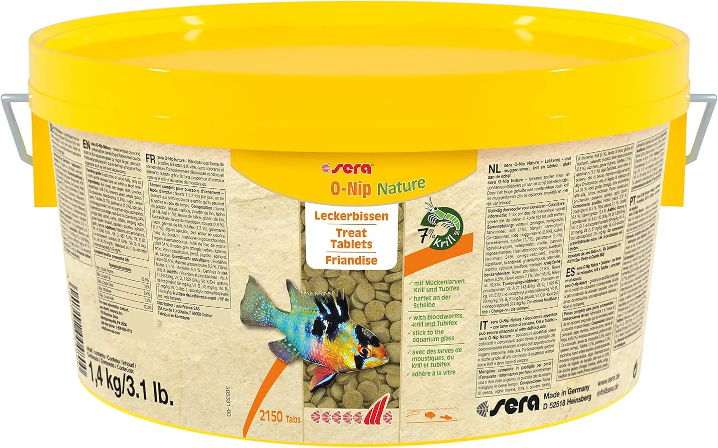 أقراص طعام لاصقة للأسماك من نوع Sera O-Nip Nature 