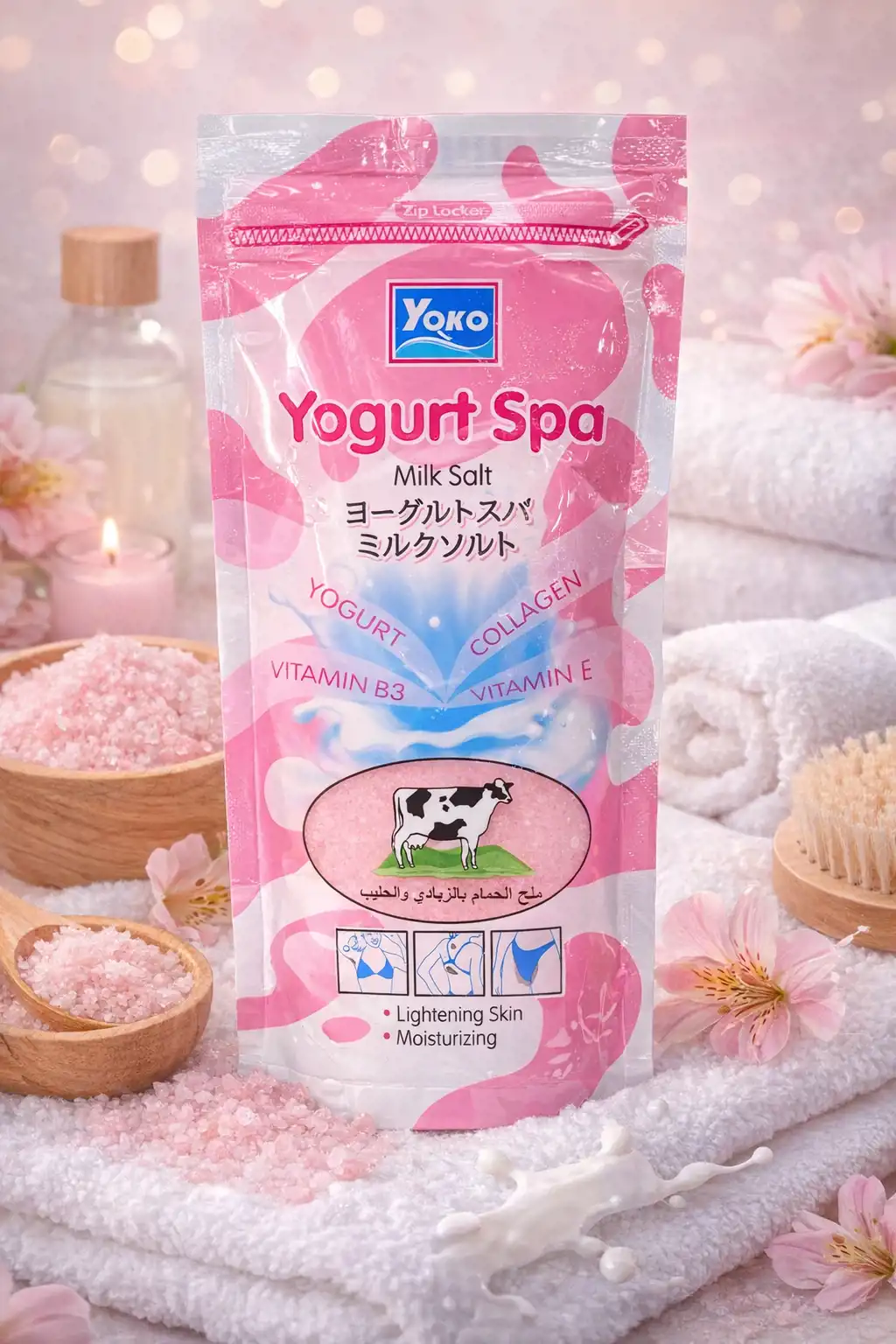 ملح استحمام الزبادي بالحليب والكولاجين من Yoko  نعومة • تفتيح • ترطيب من أول استخدام
