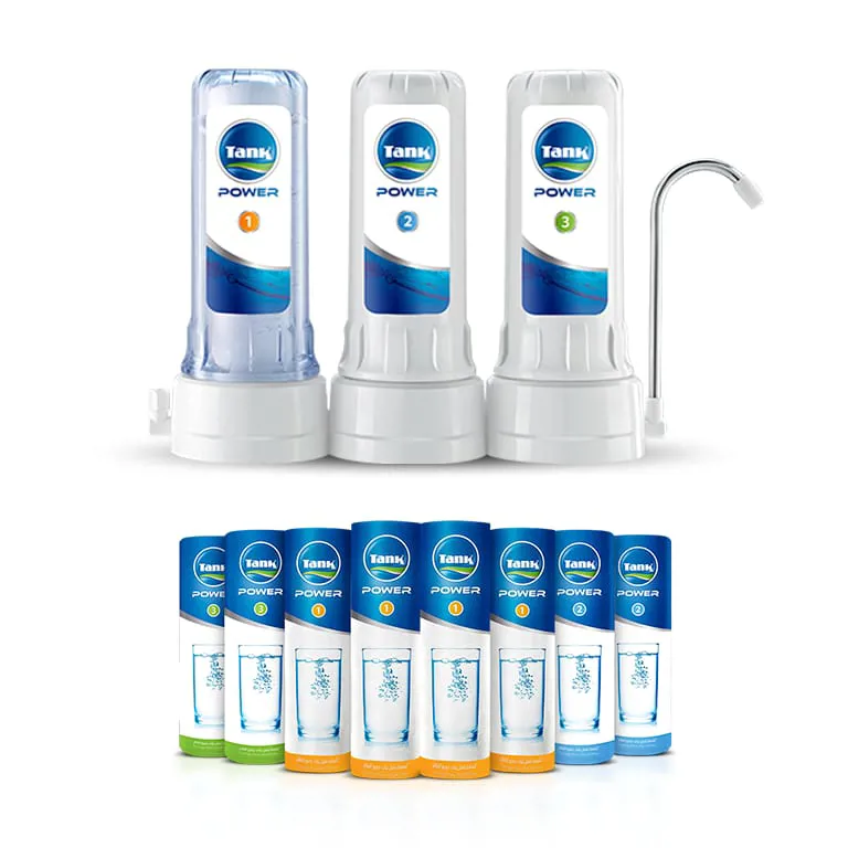 فلتر تانك باور ال٣ مراحل مع شمع يكفى لمدة سنة