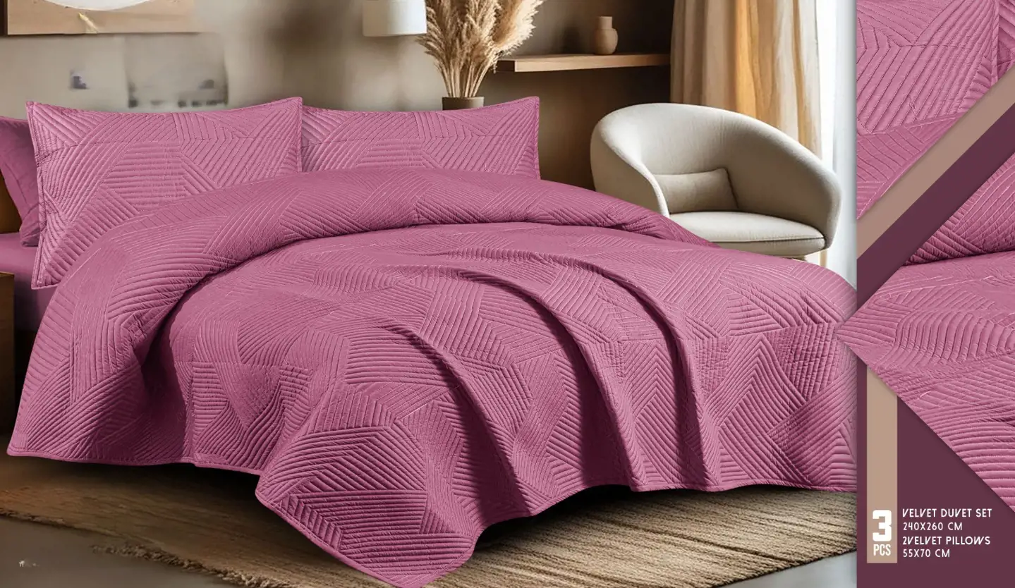 كوفرته سرير كبير 3 قطع كوفرتة مقاس 260×240 سم عدد 2 خدادية