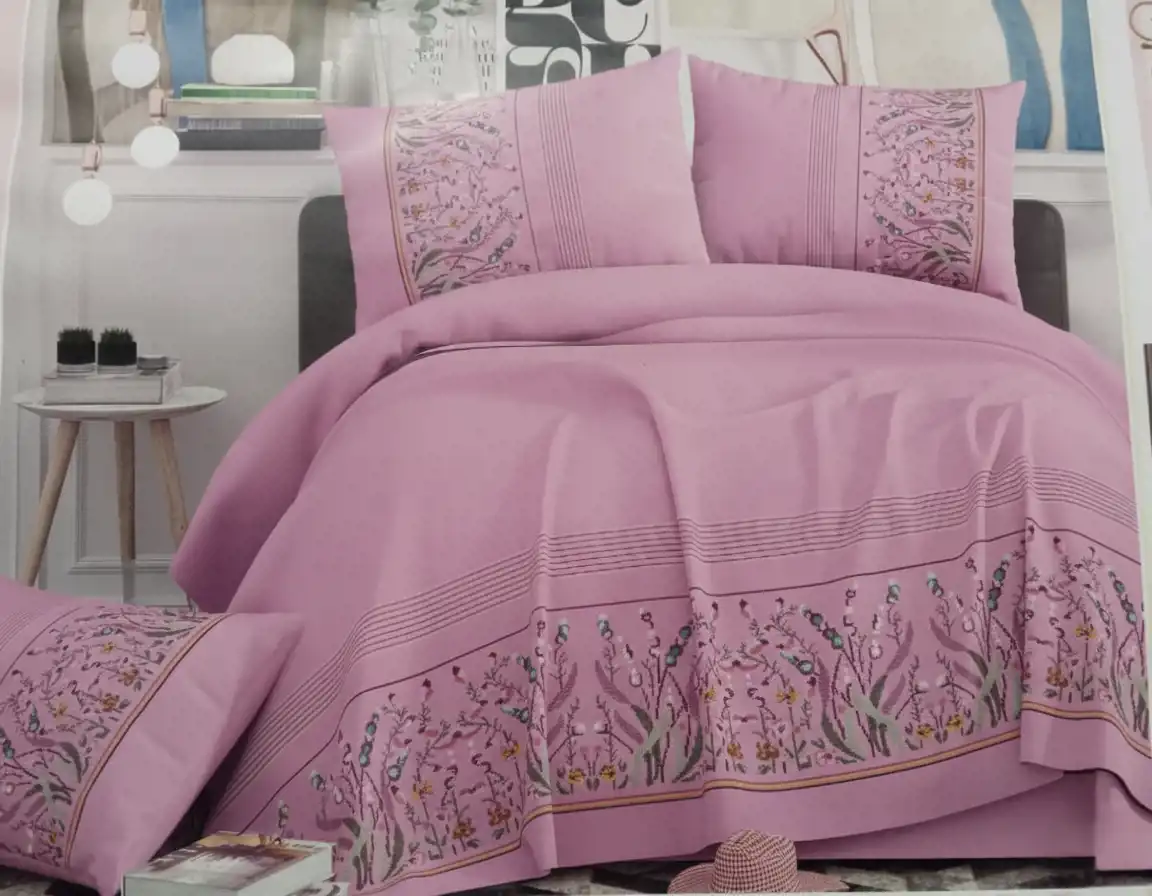 طقم ملاية سرير كبير مطرز يدوي ملاية مقاس 280×260 سم 2 خدادية مقاس 70×50سم 1 كيس مخدة مقاس 180×45 سم قطن 100%