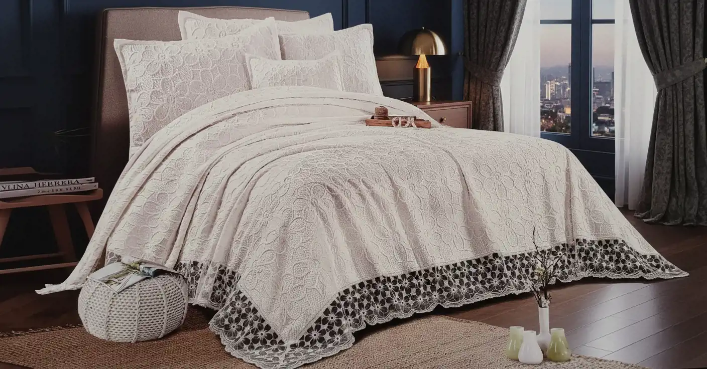 طقم كوفرتة سوفت مطرز تركى قطع كوفرتة مقاس 260×240 سم ملاية مقاس 260×240 سم عدد 2 خدادية كوفرتة 2 خدادية ملاية  _ Copy