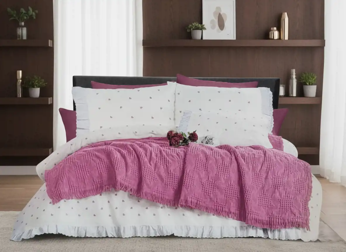 طقم كوفرتة 4 قطع تركى كوفرتة مقاس 250×240 سم ملاية مقاس 270×240 سم عدد 2 خدادية