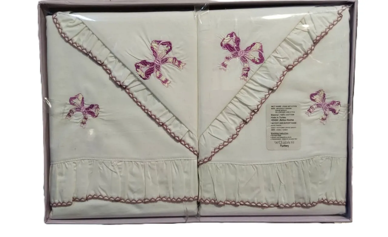 طقم سرير اطفال تركى 6 قطع عدد 2 ملاية مقاس 240×220 سم عدد 2 خدادية عدد 2 كيس مخدة