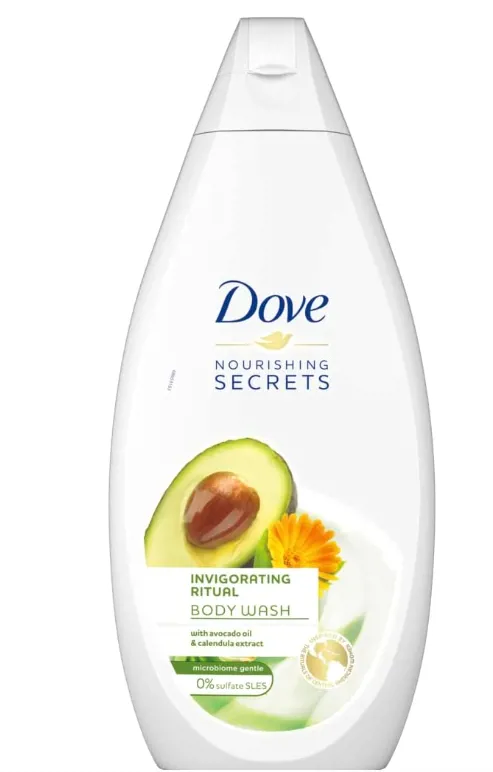 جل استحمام مغذي ومرطب مصنوع من زيت الأفوكادو ومستخلص من زهرة الأذريون بمنظفات طبيعية لطقوس منعشة من دوف، 500 مل