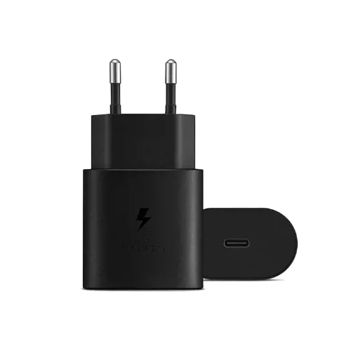 شاحن سامسونج 25 وات الأصلي (Super Fast Charging) - رأس شحن USB-C لون أسود