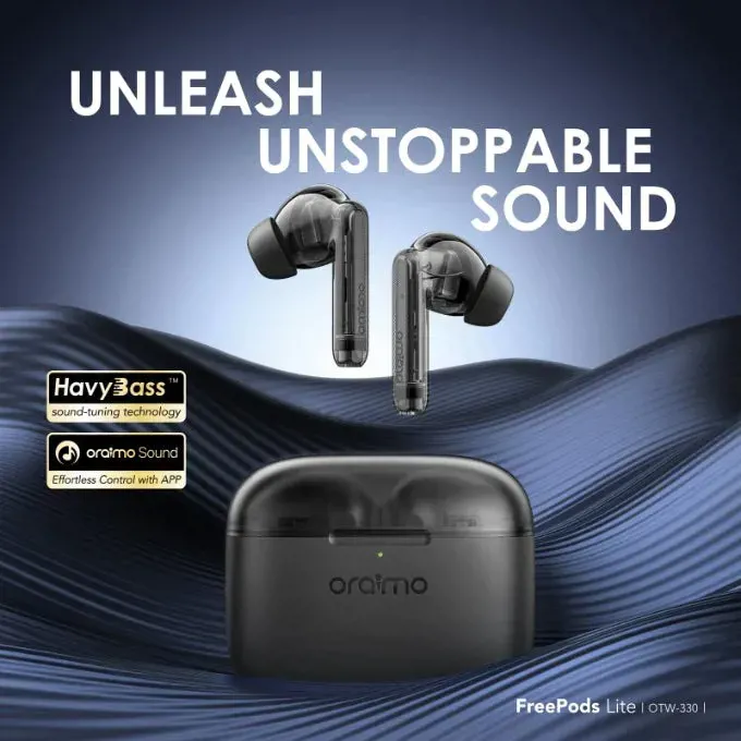 Oraimo FreePods Lite In-Ear Earbuds, Noise Cancellation, Up to 32 Hours, Black - OTW-330