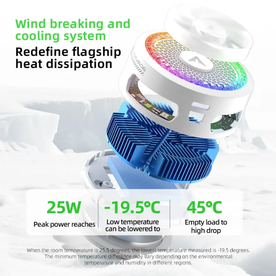 مروحة تبريد للهواتف المحمولةPIVA B3proبقوة 25 واط مع إضاءة LED ملونة مبرد هاتف محمول شبه موصل مع مشبك مغناطيسي قابل | للدوران الألعاب PUBG