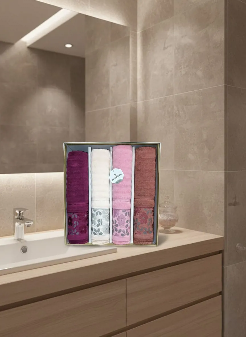 طقم فوط 4 قطع من السروجى جاكار مقاي 60×120سم _ Copy _ Copy