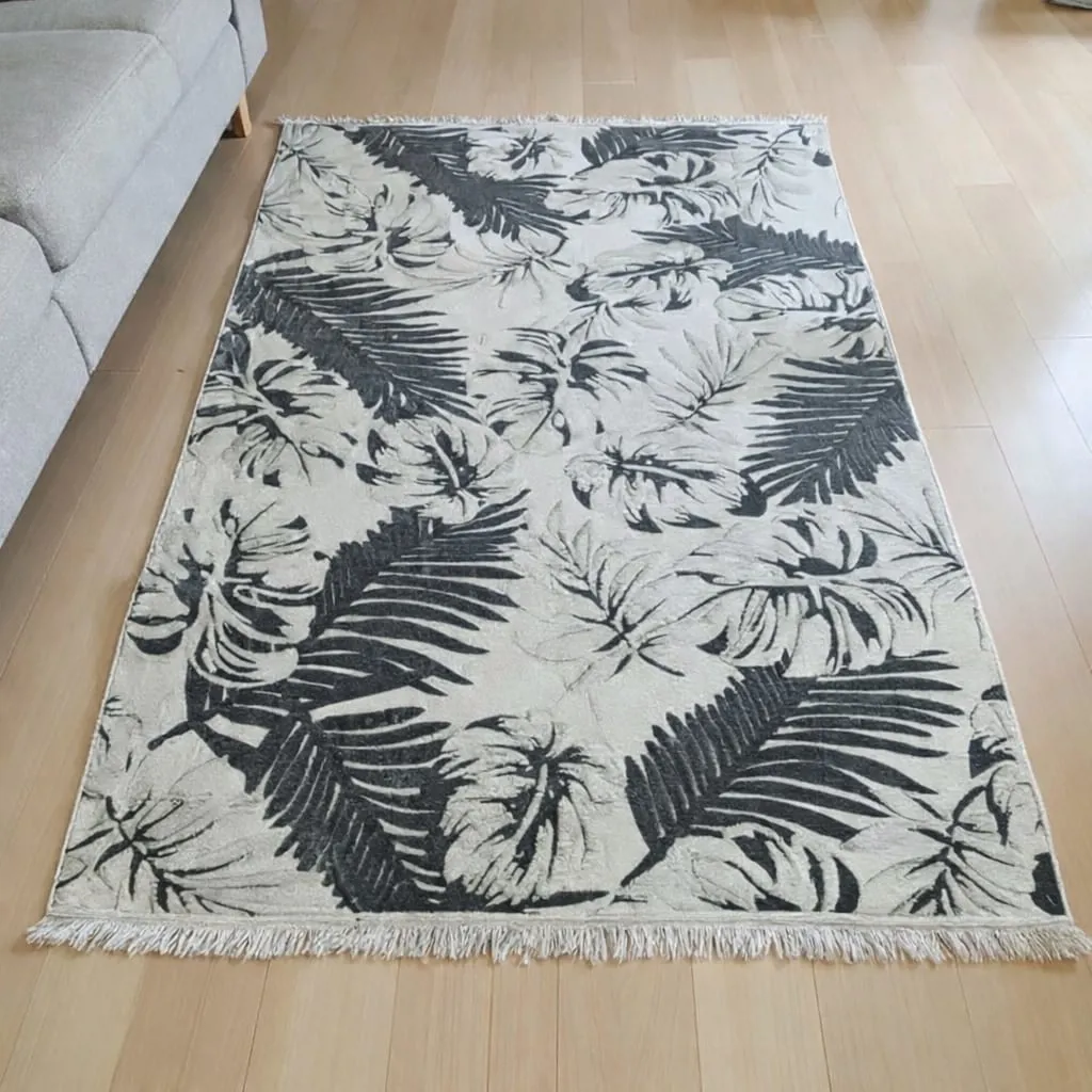 حافظة سجاد جاكار فرو حفر كبيره مقاس 180×280 سم مع ظهر مانع للانزلاق رسم فروع شجر