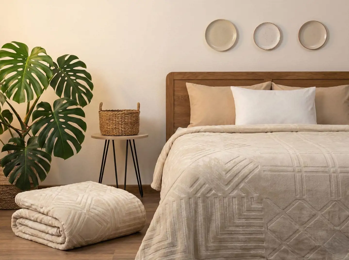 بطانية سرير كبير حفر ليزر طبقتين 5 كيلو مقاس 220×240 سم