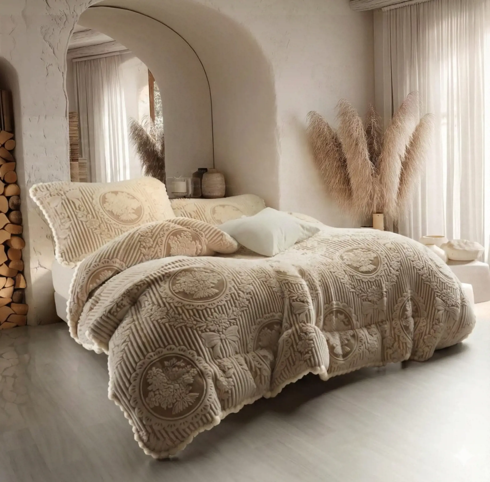 لحاف فرو 3قطع  عدد 1 لحاف 240×260سم عدد 2 خداديه مقاس 55*×75_4