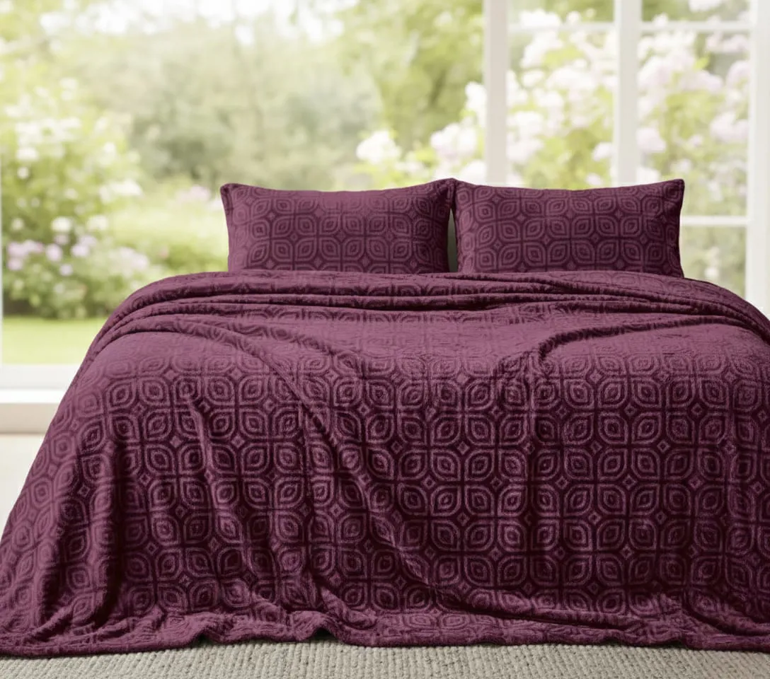 دفاية سرير كبير حفر ليزر 3 قطع دفاية مقاس 220×200 سم عدد 2 خدادية مقاس 70×55 سم_5